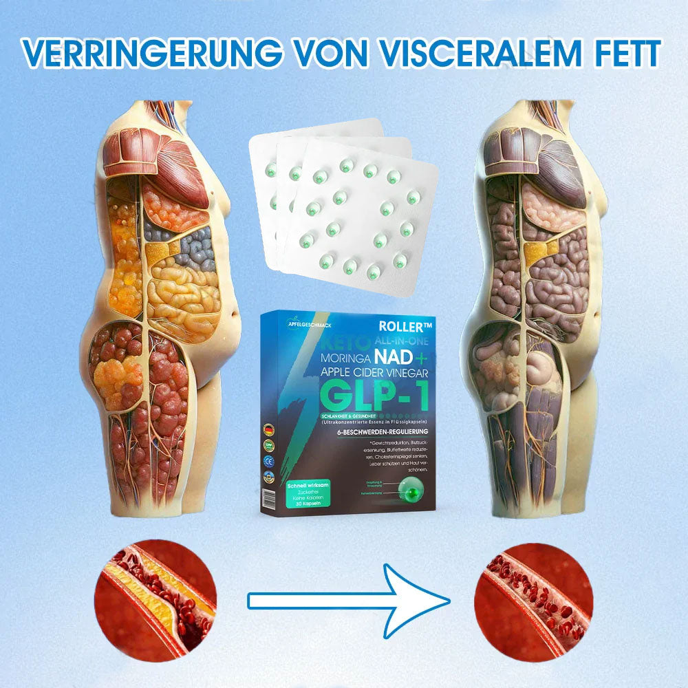 ROLLER™ GLP-1 Abnehm-Perlen – Mit NAD+, Moringa & Keto für schnelle, natürliche Ergebnisse.