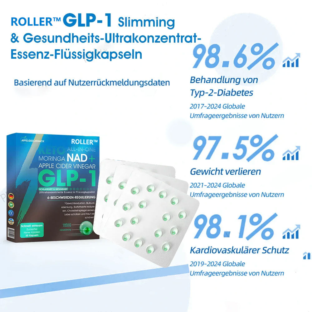 ROLLER™ GLP-1 Abnehm-Perlen – Mit NAD+, Moringa & Keto für schnelle, natürliche Ergebnisse.