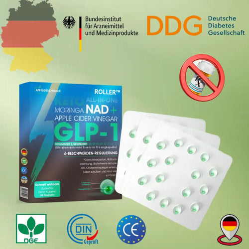 ROLLER™ GLP-1 Abnehm-Perlen – Mit NAD+, Moringa & Keto für schnelle, natürliche Ergebnisse.